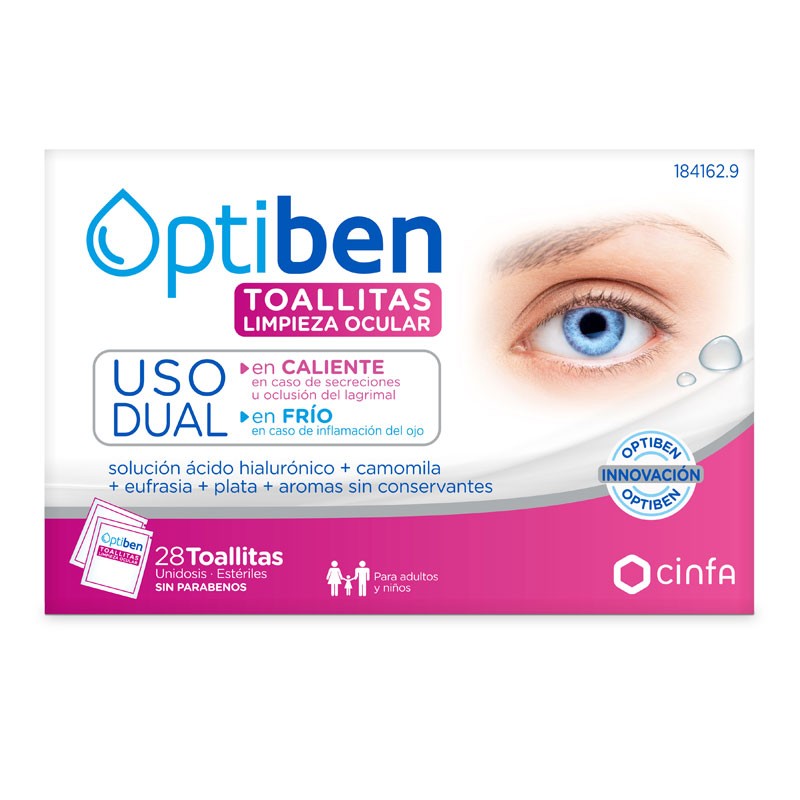 Imagen de OPTIBEN TOALLITAS OCULARES USO DUAL 28 U