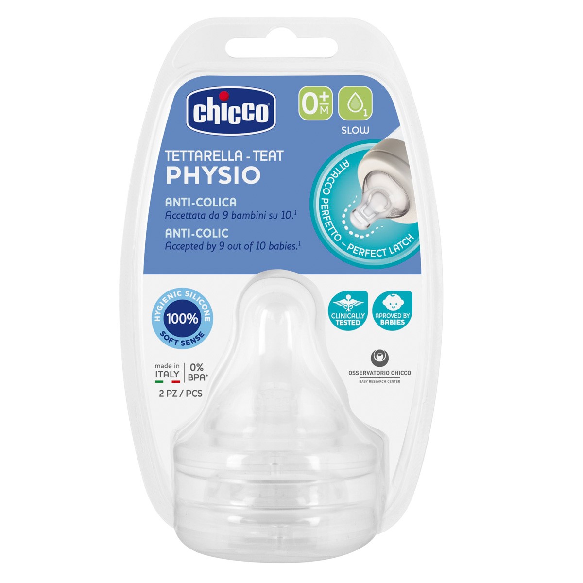 Imagen de Chicco Tetina Physio silicona f/lento 0m+ 2und