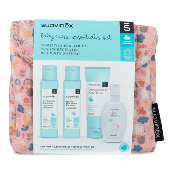 Imagen de Suavinex Baby Care Essential set de viaje tela rosa