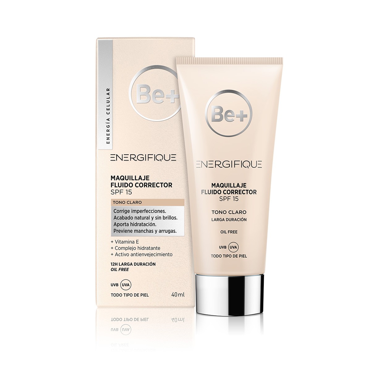 Imagen de Be+ Energifique maquillaje fluido corrector para piel clara FPS15 40ml