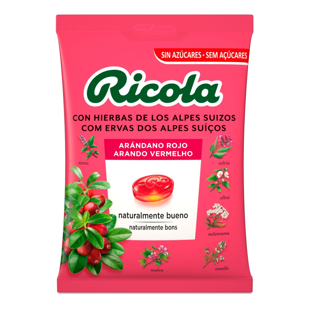 Imagen de Ricola caramelos herbales con sabor a arándano rojo 70g